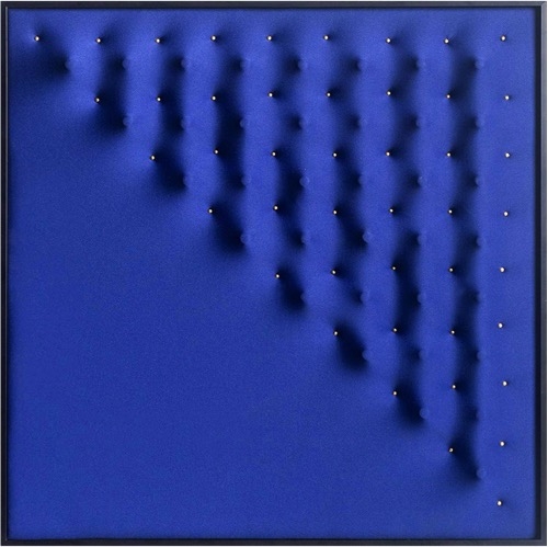 Cuadro Print  Tela Blanca Azul con Clavos
