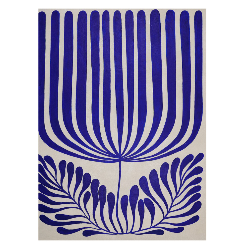 Cuadro en Óleo Botánico Planta Azul