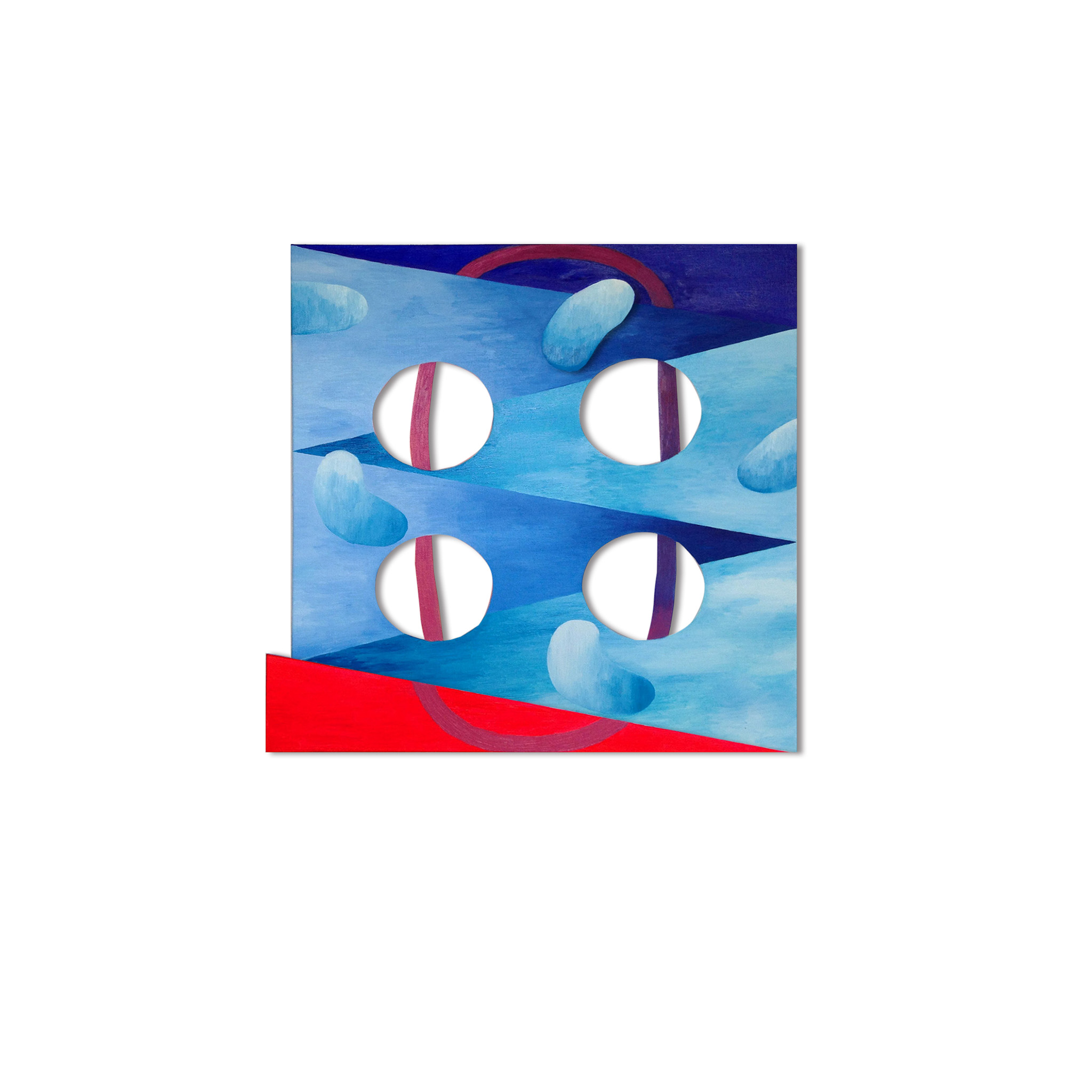 Cuadro Abstracto Colores Celeste y Azules