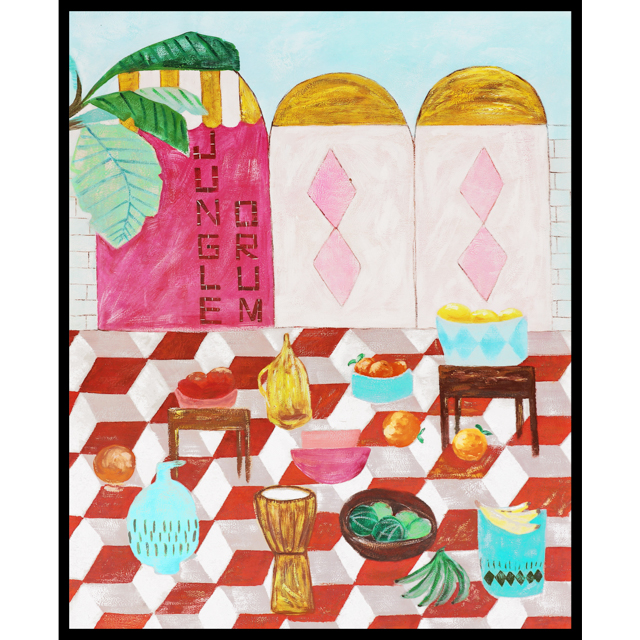 Cuadro en Óleo Bodegón Mesa y Frutas