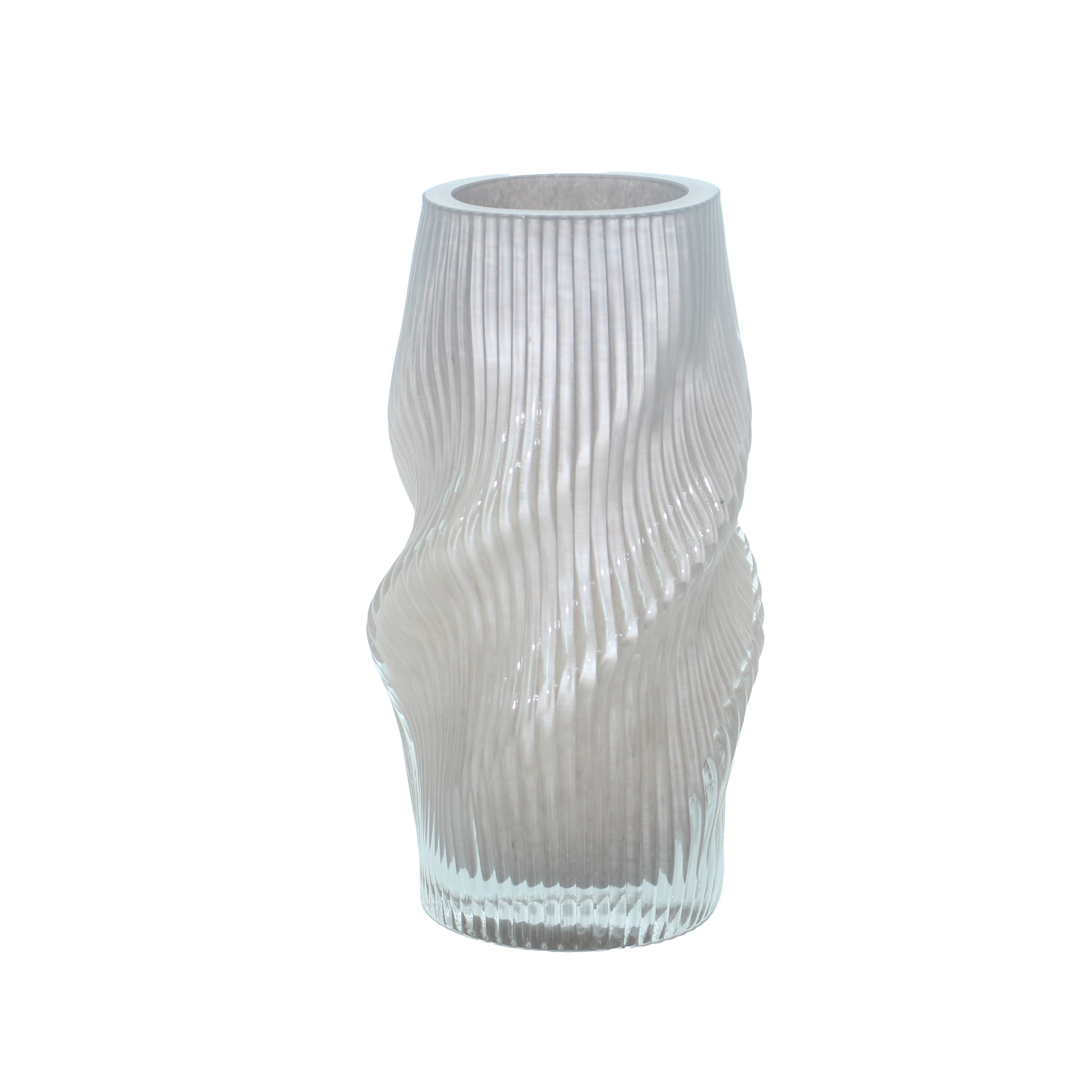 Jarrón de Vidrio Torneado Floral Felez Gris Bajo